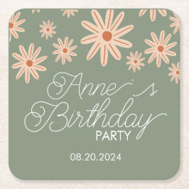 Einfache Boho-Blume im ganzen Alter Geburtstag Rechteckiger Pappuntersetzer