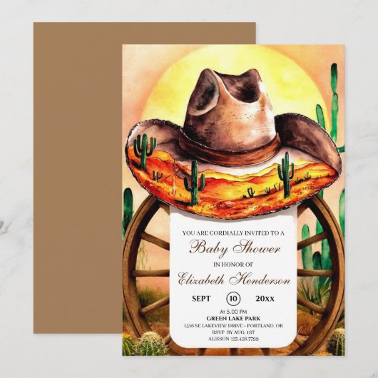 Einfache Boho Boot Cowboy Baby-Dusche Einladung (Vorne/Hinten)
