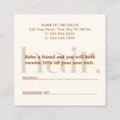 Einfache Boho Brown-Referenzkarte für Elegant Empfehlungskarte (Rückseite)