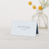 Einfache Boho Dusty Blue, geflochtene Hochzeitssti Platzkarte (Rückseite)