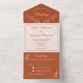 Einfache Boho Floral All in One Wedite Einladung (Innen Boden)