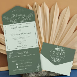 Einfache Boho Floral All in One Wedite Einladung