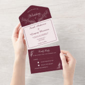 Einfache Boho Floral All in One Wedite Einladung (Abreißen)