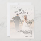 Einfache Boho-Floral-Foto-Overlay-Hochzeit Einladung (Vorderseite)