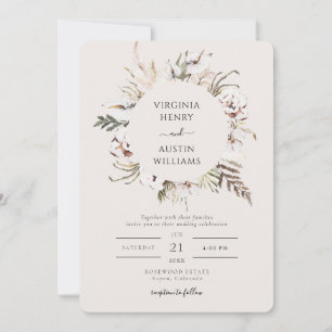Einfache Boho-Hochzeit Einladung