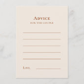 Einfache Boho Ivory Wedding Advice Card Hinweiskarte (Vorderseite)