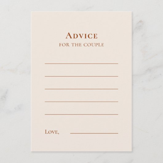 Einfache Boho Ivory Wedding Advice Card Hinweiskarte (Vorderseite)