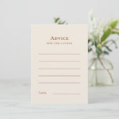 Einfache Boho Ivory Wedding Advice Card Hinweiskarte (Stehend Vorderseite)