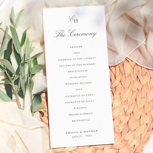 Einfache Boho-Minimal-Hochzeit Programm