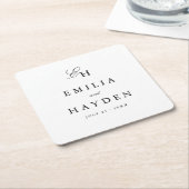 Einfache Boho-Minimal-Monogramm-Hochzeit Rechteckiger Pappuntersetzer (angewinkelt)