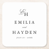 Einfache Boho-Minimal-Monogramm-Hochzeit Rechteckiger Pappuntersetzer (Vorderseite)