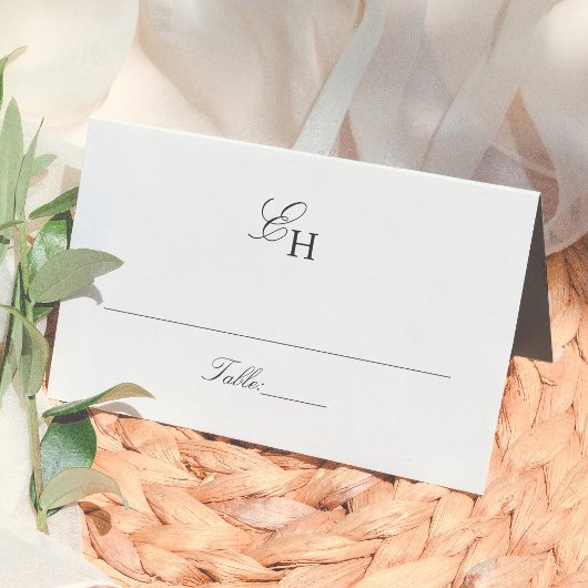 Einfache Boho-Minimalist-Monogramm-Hochzeit Platzkarte