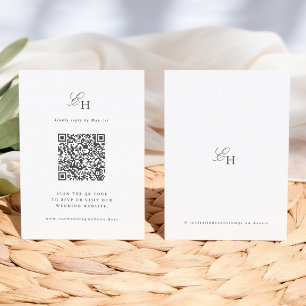 Einfache Boho-Minimalist-Monogramm-QR-Hochzeits-RS Begleitkarte