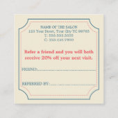 Einfache Boho Retro Blue-Empfehlungskarte Empfehlungskarte (Rückseite)