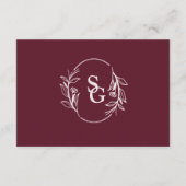 Einfache Boho Ruby Wine Wedding Details Begleitkarte (Rückseite)