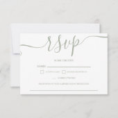 Einfache boho sage grüne Hochzeit rsvp Monogramm (Vorderseite)