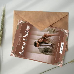 Einfache Boho-Sage-Save-the-Date-Karte mit Bogen Save The Date