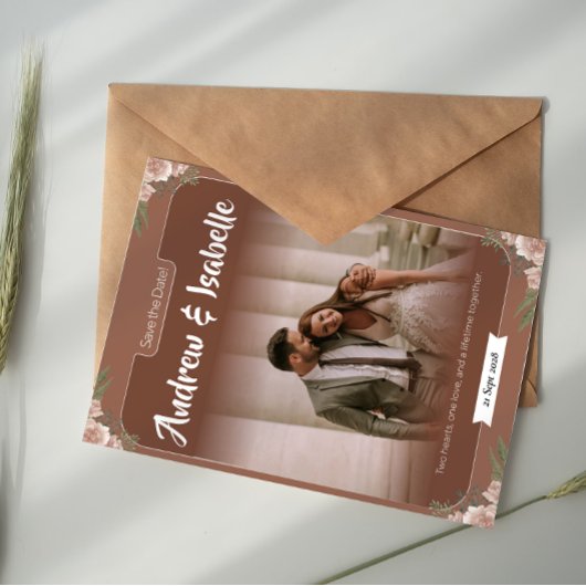 Einfache Boho-Sage-Save-the-Date-Karte mit Bogen Save The Date