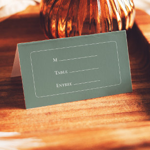 Einfache Boho Sage Wedding Entree Choice geklappt Platzkarte