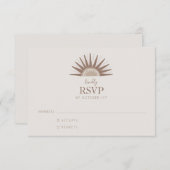 Einfache Boho Sun Brown und Taupe Wedding RSVP Karte (Vorne/Hinten)