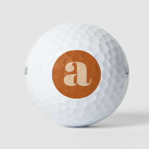Einfache Boho Terracotta Bold Retro Monogram Initi Golfball
