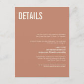 Einfache Boho Terracotta Typografie Hochzeitsdetai Begleitkarte (Vorderseite)