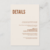 Einfache Boho Terracotta Typografie Hochzeitsdetai Begleitkarte (Vorderseite)