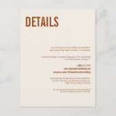 Einfache Boho Terracotta Typografie Hochzeitsdetai Begleitkarte (Vorderseite)