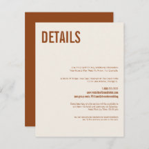 Einfache Boho Terracotta Typografie Hochzeitsdetai