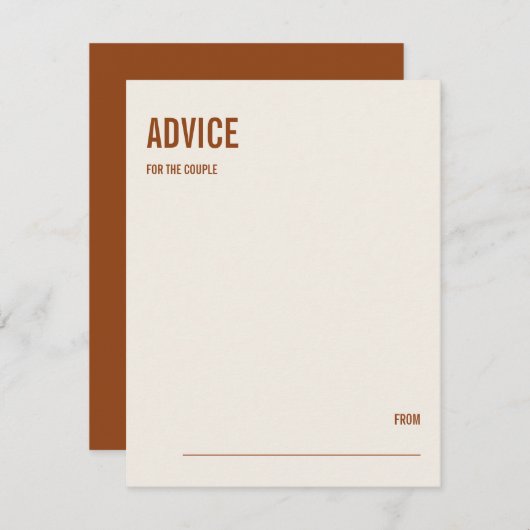 Einfache Boho Typografy Wedding Advice Card Hinweiskarte (Vorne/Hinten)