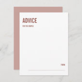 Einfache Boho Typografy Wedding Advice Card Hinweiskarte (Vorne/Hinten)