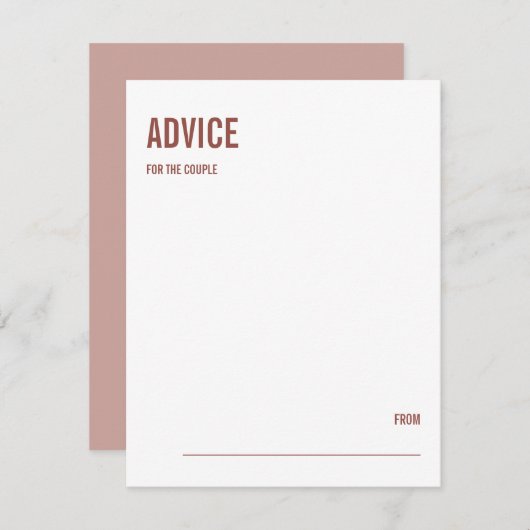 Einfache Boho Typografy Wedding Advice Card Hinweiskarte (Vorne/Hinten)