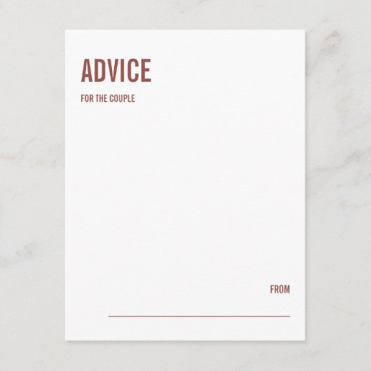 Einfache Boho Typografy Wedding Advice Card Hinweiskarte (Vorderseite)