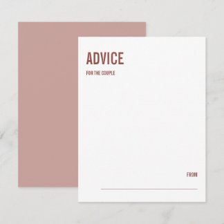 Einfache Boho Typografy Wedding Advice Card Hinweiskarte