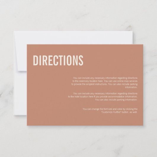 Einfache Boho Typografy Wedding Directions Card Einladung (Vorderseite)