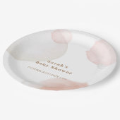 Einfache Boho Wasserfarbe Abstrakt Babydusche Pappteller (Schrägansicht)