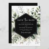 Einfache Boho Wasserfarbensage Grüne Hochzeit Save The Date (Vorne/Hinten)