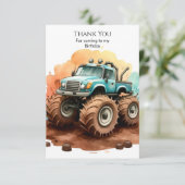 Einfache Boho Wheels Monster Truck Geburtstag Dankeskarte (Stehend Vorderseite)