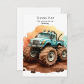 Einfache Boho Wheels Monster Truck Geburtstag Dankeskarte (Vorne/Hinten)