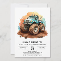 Einfache Boho Wheels Monster Truck Geburtstag