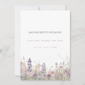 Einfache Boho Wildblume Bachelorette Wochenendkart Einladung (Vorderseite)