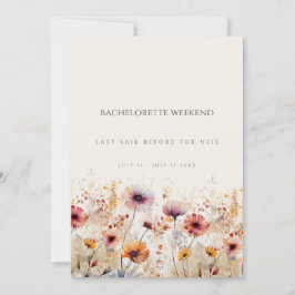 Einfache Boho Wildblume Bachelorette Wochenendkart Einladung