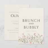 Einfache Boho Wildblume Beige Brautparty Card Einladung (Vorne/Hinten)