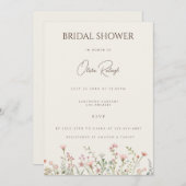 Einfache Boho Wildblume Beige Brautparty Card Einladung (Vorne/Hinten)