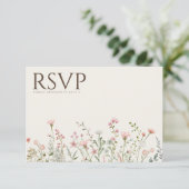 Einfache Boho Wildblume Beige UAWG Wedding Card RSVP Karte (Stehend Vorderseite)