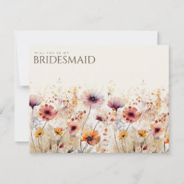 Einfache Boho Wildblume Bridesmaid-Vorschlagskarte Save The Date