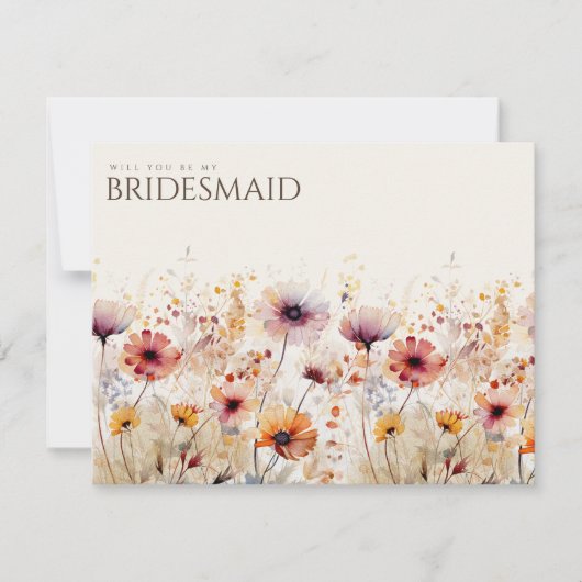 Einfache Boho Wildblume Bridesmaid-Vorschlagskarte Save The Date (Vorderseite)