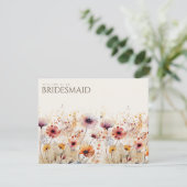 Einfache Boho Wildblume Bridesmaid-Vorschlagskarte Save The Date (Stehend Vorderseite)