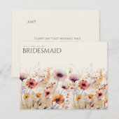 Einfache Boho Wildblume Bridesmaid-Vorschlagskarte Save The Date (Vorne/Hinten)