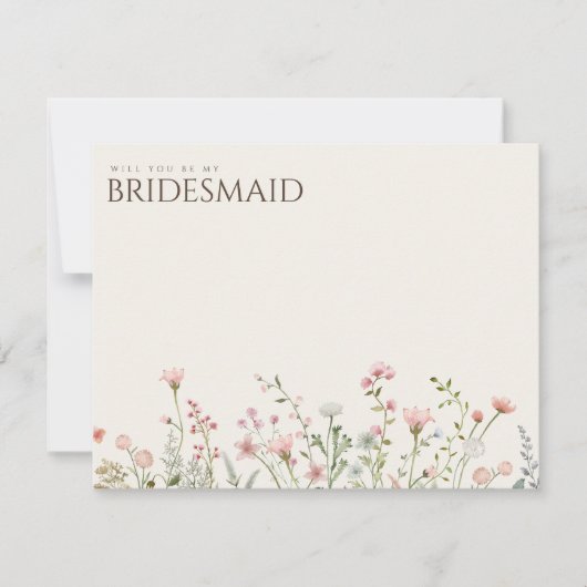 Einfache Boho Wildblume Bridesmaid-Vorschlagskarte Save The Date (Vorderseite)